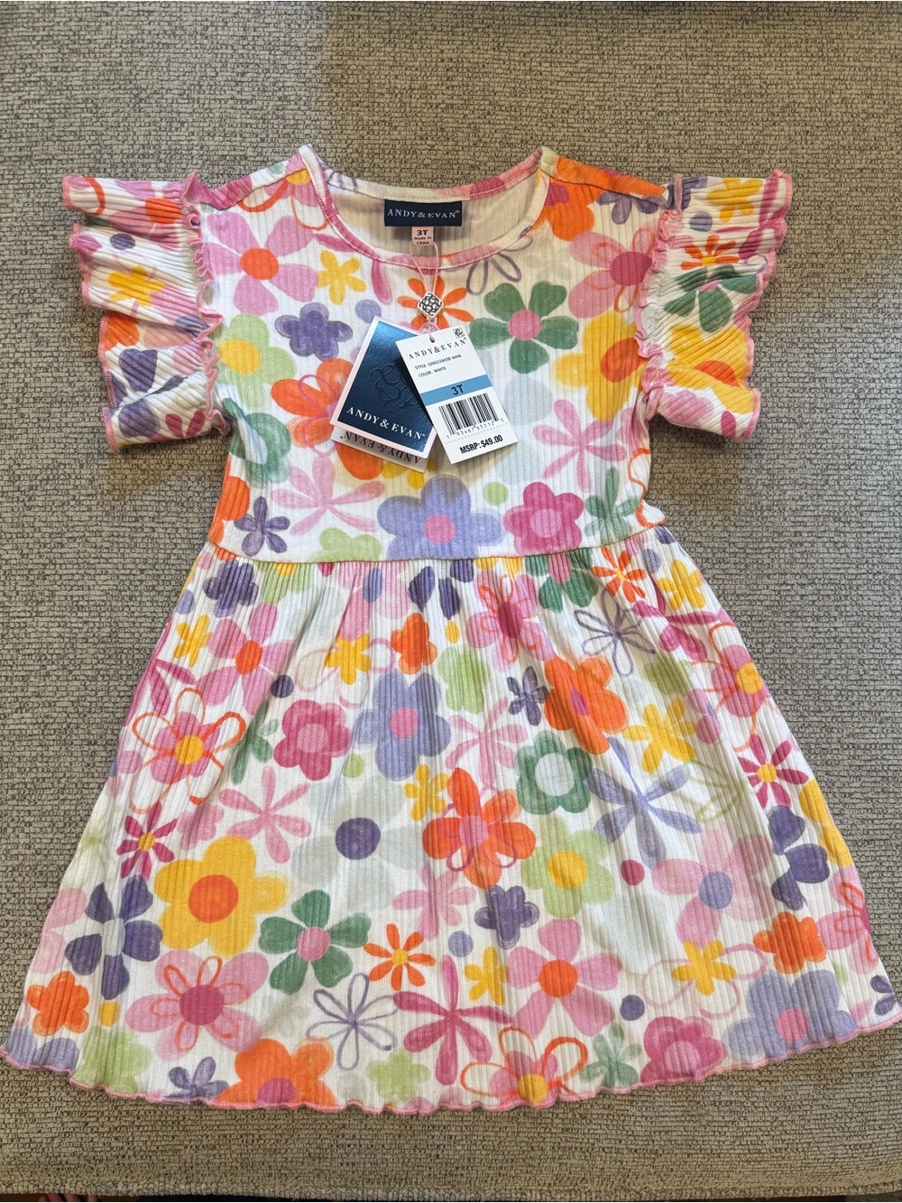 Andy & Evan Girls' Floral Ruffle-Sleeve Dress - Multicolor